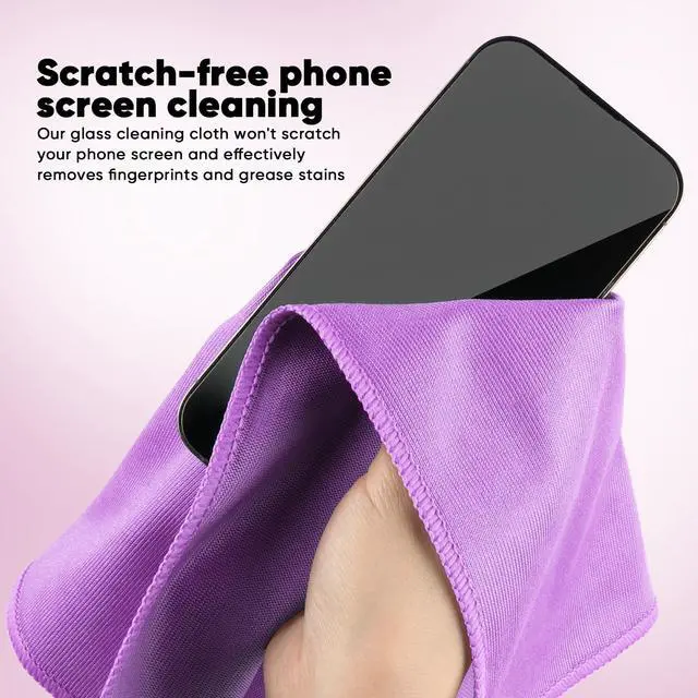 Alt view image 5 of 7 - Microfiber Glass Cleaning Cloths 6 PK, Lint Free Streak Free, Reusable Microfiber Magic Cleaning Cloth for Windows, Glasses, Mirrors, Screens, Stainless Steel, and More Purple-14×16"