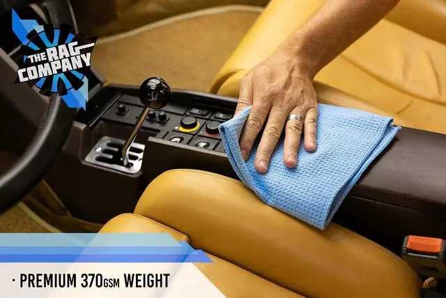 Alt view image 6 of 7 - Standard Waffle Weave Towels, Microfiber Detailing, Window/Glass and Drying, Wax & Polish, Lint-Free, Streak-Free, 370gsm, 16in x 16in, Light Blue (3-Pack)