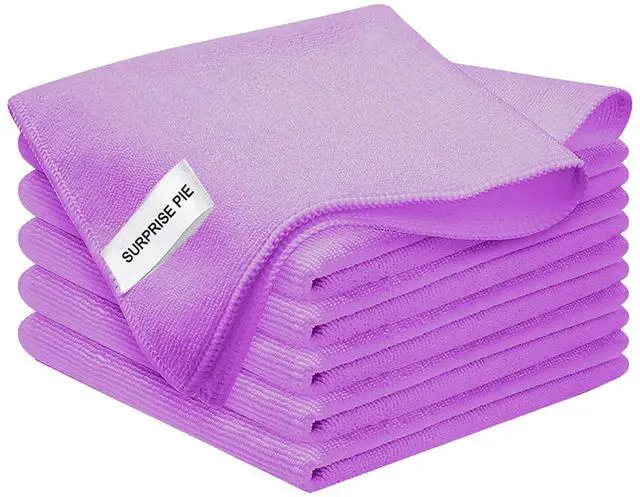 Main image of Microfiber Cloth 6Pack Cleaning Rags Absorbant Lint Free Cloth for House, Kitchen, Car, Glass, Stainless Steel, Window, Boat Cleaner-12''x 12''-Purple