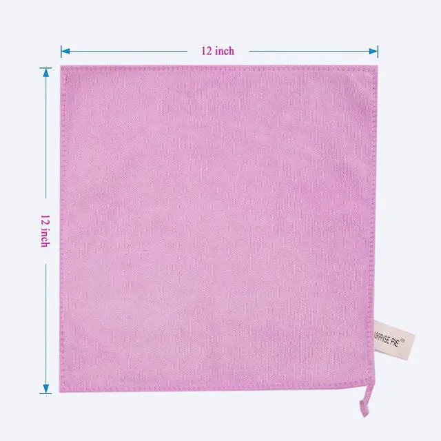 Alt view image 2 of 6 - Microfiber Cloth 6Pack Cleaning Rags Absorbant Lint Free Cloth for House, Kitchen, Car, Glass, Stainless Steel, Window, Boat Cleaner-12''x 12''-Purple