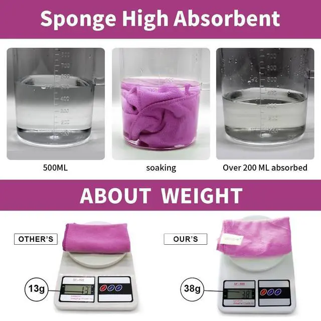 Alt view image 5 of 6 - Microfiber Cloth 6Pack Cleaning Rags Absorbant Lint Free Cloth for House, Kitchen, Car, Glass, Stainless Steel, Window, Boat Cleaner-12''x 12''-Purple