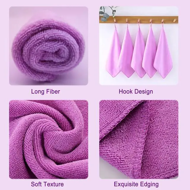 Alt view image 4 of 6 - Microfiber Cloth 6Pack Cleaning Rags Absorbant Lint Free Cloth for House, Kitchen, Car, Glass, Stainless Steel, Window, Boat Cleaner-12''x 12''-Purple