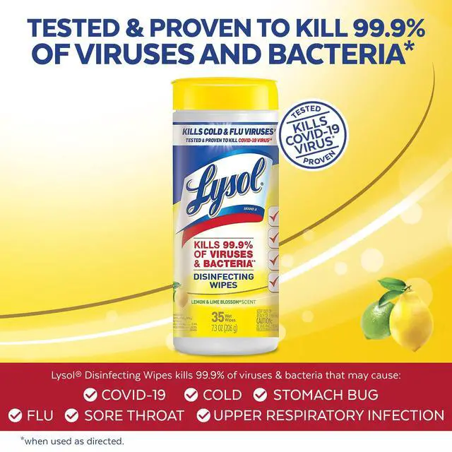 Alt view image 2 of 5 - Lysol Disinfectant Wipes, For Disinfecting, Deodorizing, and Cleaning, Lemon & Lime Blossom, 35ct