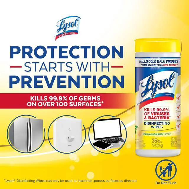 Alt view image 4 of 5 - Lysol Disinfectant Wipes, For Disinfecting, Deodorizing, and Cleaning, Lemon & Lime Blossom, 35ct