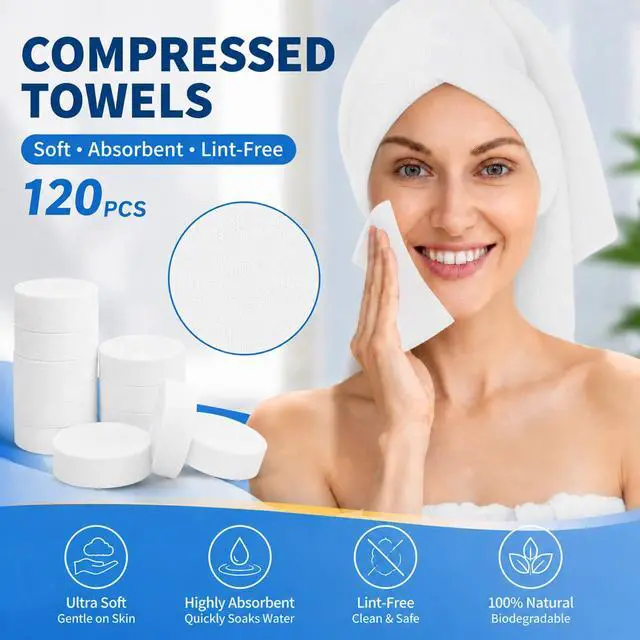 Alt view image 2 of 7 - 120 PCS Compressed Towels Bulk Coin Tissues Portable Mini Disposable Face Compressed Camping Towels for Travel Home Hotel and Outdoor Activities
