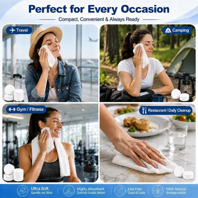 Alt view image 7 of 7 - 120 PCS Compressed Towels Bulk Coin Tissues Portable Mini Disposable Face Compressed Camping Towels for Travel Home Hotel and Outdoor Activities