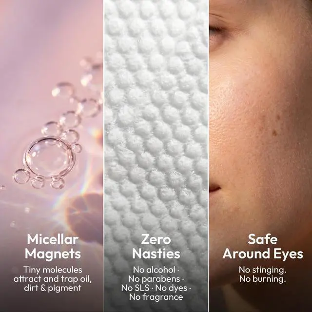 Alt view image 4 of 6 - Mini Makeup Remover Wipes - 8 Pack (64 Wipes) Unscented Gentle Face Wipes for Full Face Makeup Removal - Non-Irritating & Micellar Formula Travel Ready - Gift for Women & Bridesmaids