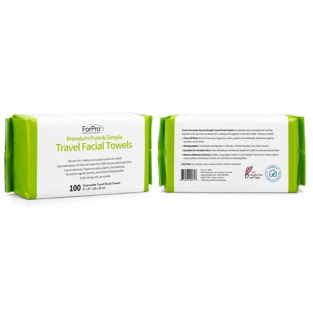 Alt view image 2 of 7 - Travel Size Disposable Face Towels, 8"x8" Compact Dry Wipes, Ultra Soft Lint-Free Viscose Makeup Remover Pads for Sensitive Skin, Biodegradable, Vegan, 100-Count