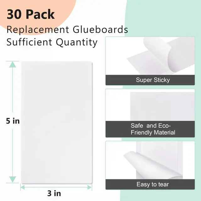 Alt view image 4 of 7 - 30 Pack Replacement Fly Glue Boards, Compatible with Gardner FlyWeb Fly Classic and Plus Light Trap, Sticky Cards Fly Traps for Indoors, Trap Fruit Flies, Mosquitoes, Gnats
