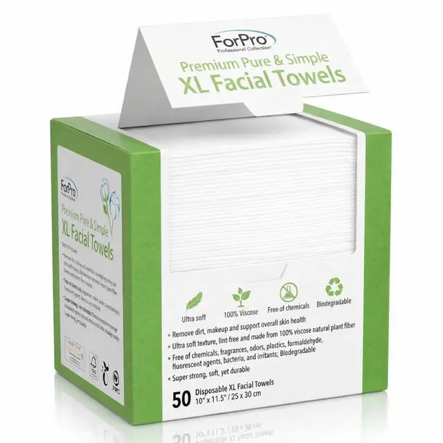 Main image of Disposable Face Towels for Sensitive Skin, XL Dry Wipes Makeup Remover, Ultra Soft Lint-Free Viscose Face Cloths, Chemical-Free Biodegradable Facial Towelettes, Vegan & Cruelty-Free, 50-Count