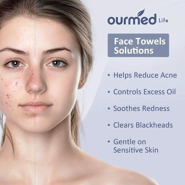 Alt view image 2 of 7 - Face Towels, Disposable Biodegradable Clean Facial Towels for Sensitive Skin, Lint- free Face Cloths for Makeup Remover, Skincare and Women Cleaning, Dry Wipes,100 Count Dot Texture