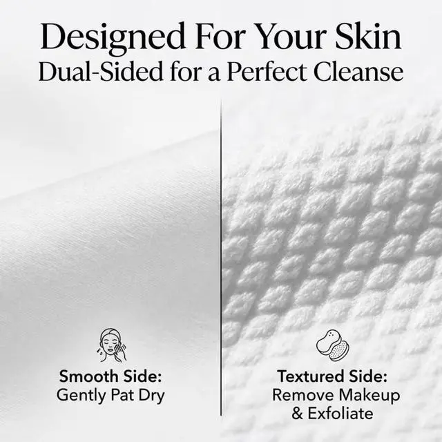 Alt view image 3 of 7 - Disposable Face Towels for Sensitive Skin, XL Dry Wipes Makeup Remover, Ultra Soft Lint-Free Viscose Face Cloths, Chemical-Free Biodegradable Facial Towelettes, Vegan & Cruelty-Free, 50-Count