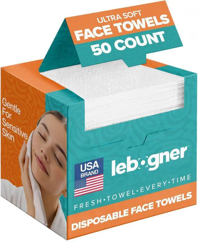 Main image of Face Towels - Ultra Soft and Thick Disposable Face Towelettes for Women - Biodegradable Facial Towels for Sensitive Skin - Face Cleansing, Makeup Removal, 10x12 Extra Large - 50 Pack