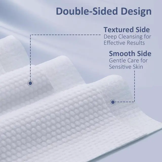 Alt view image 5 of 7 - Face Towels, Disposable Biodegradable Clean Facial Towels for Sensitive Skin, Lint- free Face Cloths for Makeup Remover, Skincare and Women Cleaning, Dry Wipes,100 Count Dot Texture