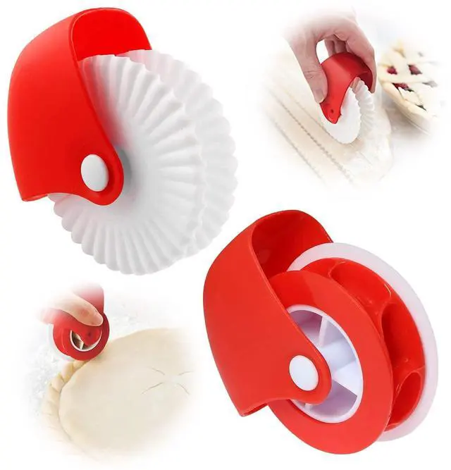 Main image of 2 Pack Pastry Cutting Wheel, Pastry Wheel Decorator Pie Crust Pastry Wheel and Cutter for Cutting Pastry, Rolled Pastry Pie Crimper, Baking & Cooking Tool for Apple Pie Crust or Ravioli Pasta