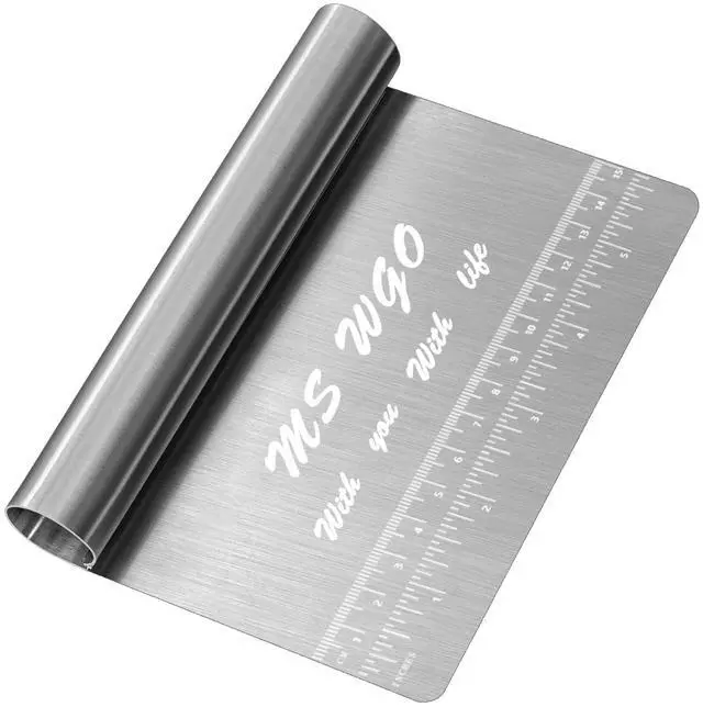 Main image of Pro Dough Pastry Scraper/Cutter/Chopper Stainless Steel Mirror Polished with Measuring Scale Multipurpose- Cake, Pizza Cutter - Pastry Bread Separator Scale Knife