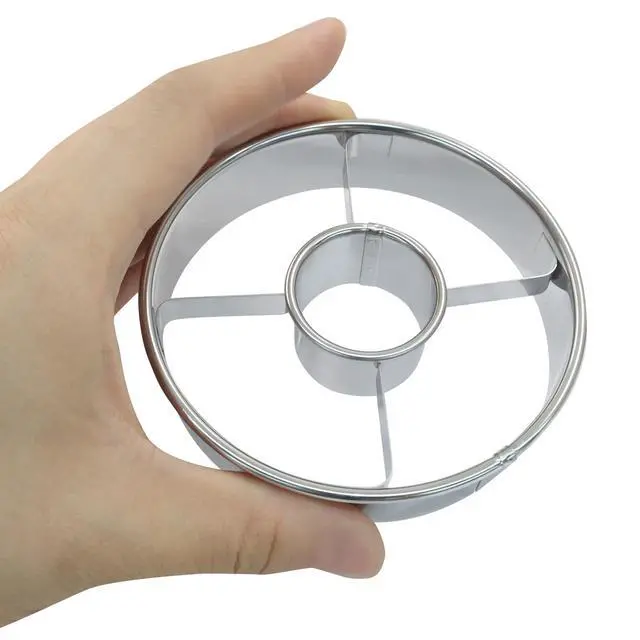 Alt view image 4 of 5 - 3.86 Inch Donut Cutter, Stainless Steel Doughnut Cutter Professional Baking Mold Tool for Perfect Donuts Bagels Cookies Biscuits