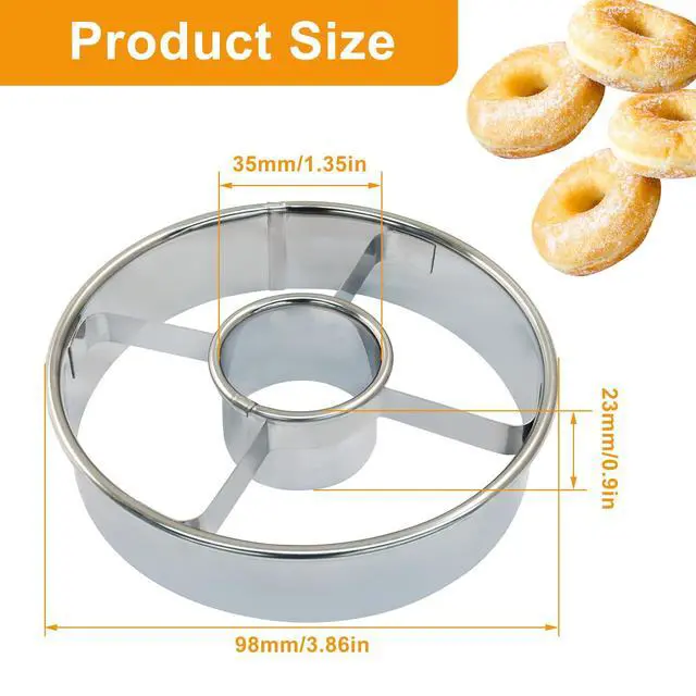 Alt view image 2 of 5 - 3.86 Inch Donut Cutter, Stainless Steel Doughnut Cutter Professional Baking Mold Tool for Perfect Donuts Bagels Cookies Biscuits