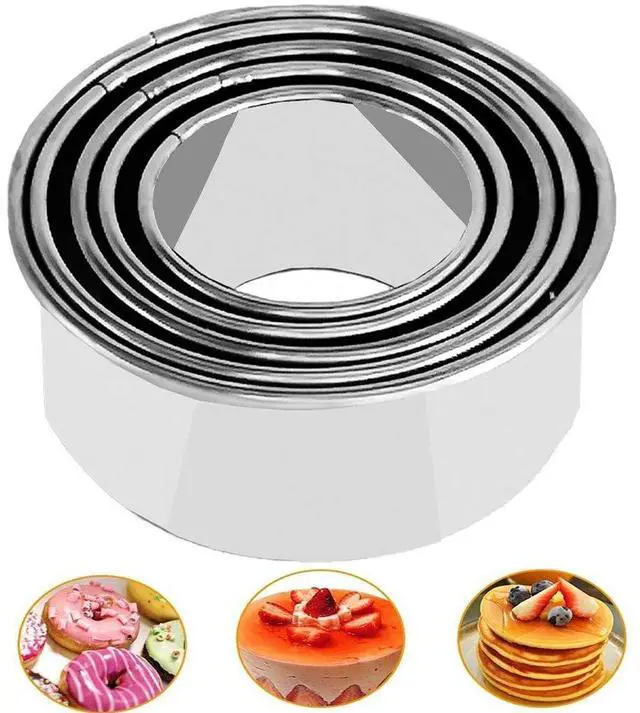 Main image of 5Pcs Cookie Cutters - Stainless Steel Biscuit Cutters/Dumpling Cutters/Cake Pastry Cutters/Cake Cookie Scone Cutters Molds stamps for Cooking Baking (Round Edge, 5Pcs)