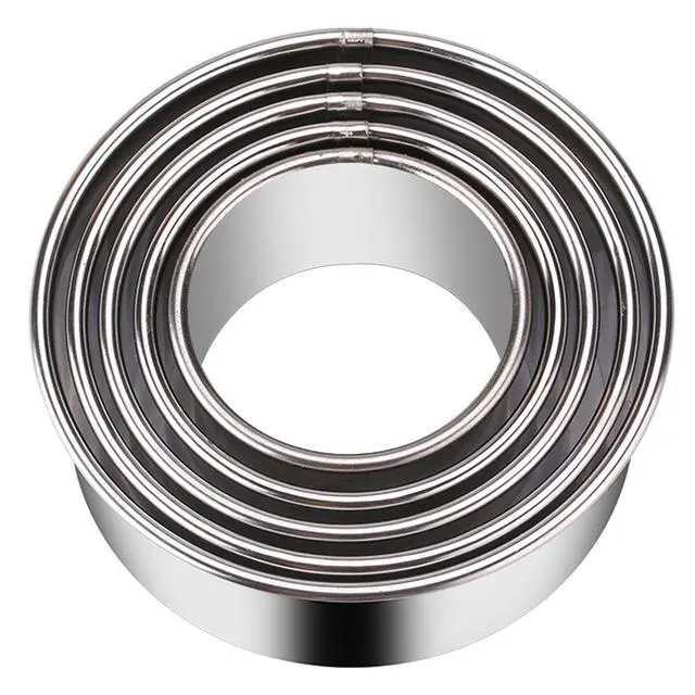Main image of 5 Pieces Biscuit Cookie Cutters Set,Stainless Steel Circle Round Cookie Biscuit Cutters in Graduated Sizes Shape Molds for Pastries Doughs Doughnuts