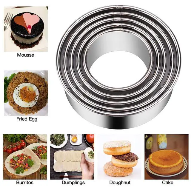 Alt view image 3 of 6 - 5 Pieces Biscuit Cookie Cutters Set,Stainless Steel Circle Round Cookie Biscuit Cutters in Graduated Sizes Shape Molds for Pastries Doughs Doughnuts