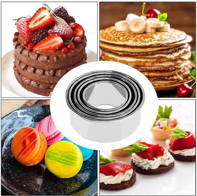 Alt view image 5 of 7 - 5Pcs Cookie Cutters - Stainless Steel Biscuit Cutters/Dumpling Cutters/Cake Pastry Cutters/Cake Cookie Scone Cutters Molds stamps for Cooking Baking (Round Edge, 5Pcs)