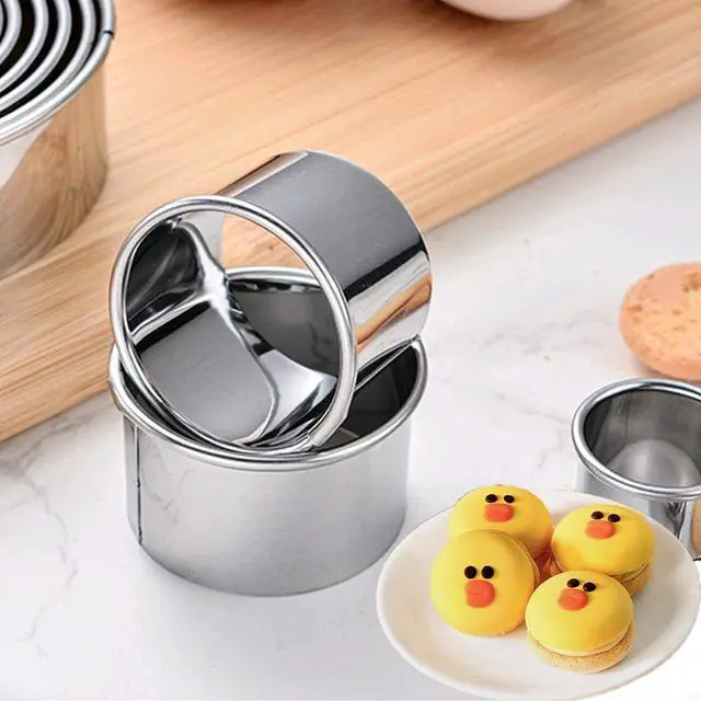 Alt view image 6 of 7 - 5Pcs Cookie Cutters - Stainless Steel Biscuit Cutters/Dumpling Cutters/Cake Pastry Cutters/Cake Cookie Scone Cutters Molds stamps for Cooking Baking (Round Edge, 5Pcs)