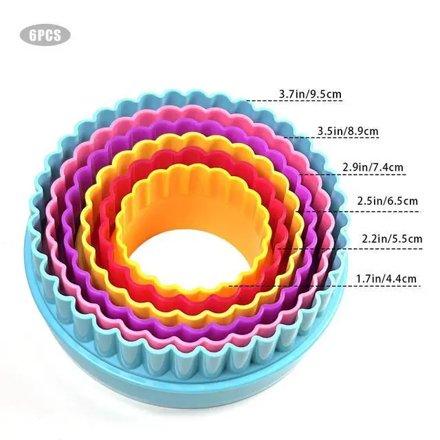Alt view image 6 of 7 - Cookie Biscuit Cutter Set, Two Side Cookie Cutters Plastic Set Multi-size Cake Fruit Vegetable Shapes Cutter Random color (Round Shaped, 6 Pack)
