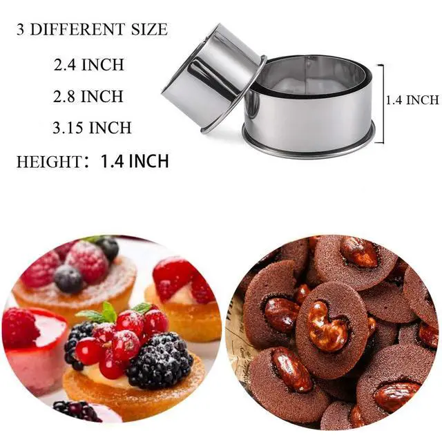 Alt view image 4 of 7 - Cookie Cutters - Biscuit Cutters/Stainless Steel Dumpling Cutters/Cake Pastry Cutters/Cake Cookie Scone Cutters Molds stamps for Cooking Baking (3Pcs, Round Edge)