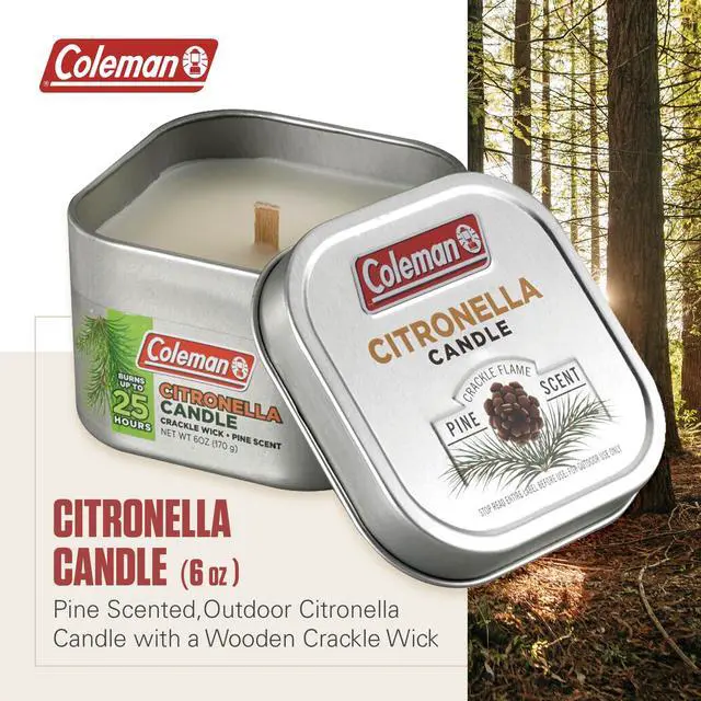 Alt view image 2 of 6 - Pine Scent Citronella Candle with Wooden Crackle Wick - 6 oz