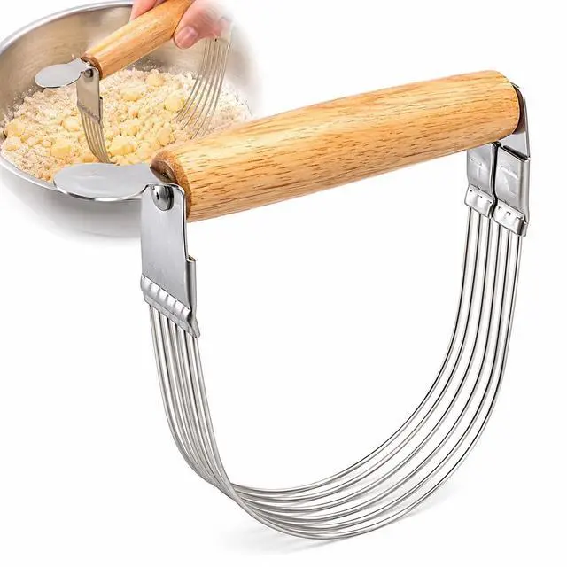 Main image of 6-Wire Pastry Cutter and Dough Blender, Stainless Steel with Wood Handle