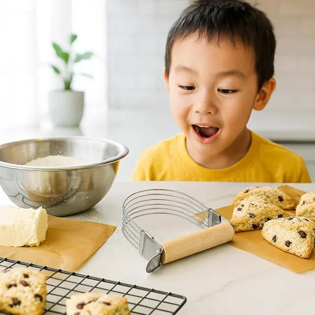 Alt view image 5 of 7 - 6-Wire Pastry Cutter and Dough Blender, Stainless Steel with Wood Handle