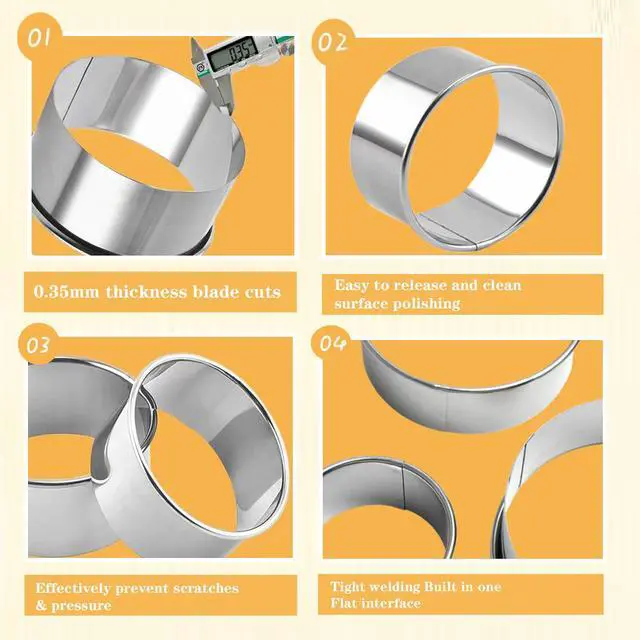 Alt view image 3 of 7 - 6 Packs Large Biscuit Cookie Cutter Set,Stainless Steel Round Cookie Cutter Molds,2/3/3.5/4/5/6 Inch, Large 6" 5" Cookie Baking Tool Set with Accessories for Pastry,Donut,Fondant,Cake,Cookie,Dumpling