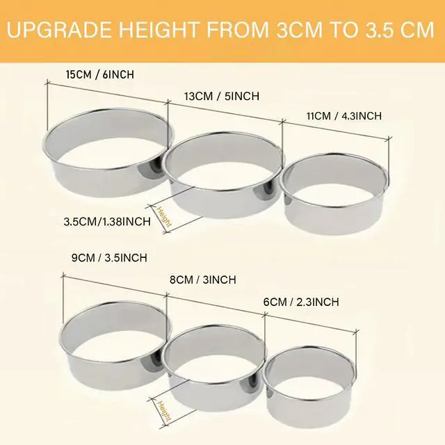 Alt view image 5 of 7 - 6 Packs Large Biscuit Cookie Cutter Set,Stainless Steel Round Cookie Cutter Molds,2/3/3.5/4/5/6 Inch, Large 6" 5" Cookie Baking Tool Set with Accessories for Pastry,Donut,Fondant,Cake,Cookie,Dumpling