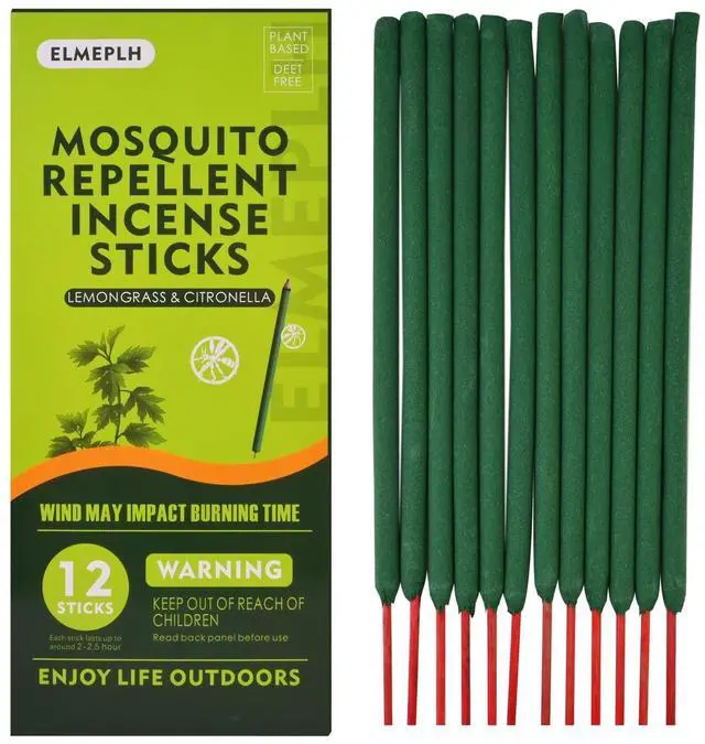 Alt view image 2 of 7 - Mosquito Repellent Incense Sticks Outdoor Patio 12 PCS - DEET Free - Lemongrass Oil - Natural Citronella Incense Sticks for Camping, Patio, Hiking,etc