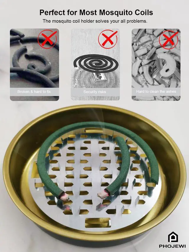 Alt view image 2 of 6 - Mosquito Coil Holder, 2 Pack Metal Mosquito Repellent Coil Holder with Lid Emerald Portable Incense Coil Burner for Outdoor Camping Patio Party (Emerald)