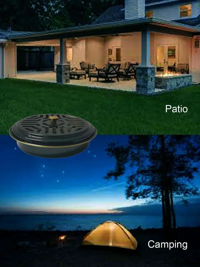 Alt view image 6 of 6 - Mosquito Coil Holder, 2 Pack Metal Mosquito Repellent Coil Holder with Lid Emerald Portable Incense Coil Burner for Outdoor Camping Patio Party (Emerald)