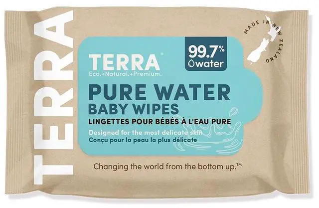 Main image of Bamboo Water Baby Wipes Travel Pack: 99.7% Pure New Zealand Water, 100% Biodegradable Bamboo Fiber, 0% Plastic, Unscented Baby Wipes for Sensitive Skin, 1 TRAVEL Pack of 24 Wipes