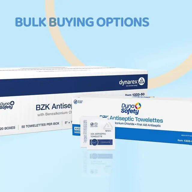 Alt view image 7 of 7 - DynaSafety BZK Antiseptic Towelettes - Sterile, Alcohol and Fragrance Free, Gentle Cleansing, Safe on Minor Wounds - 5" x 7" - 50 per Box