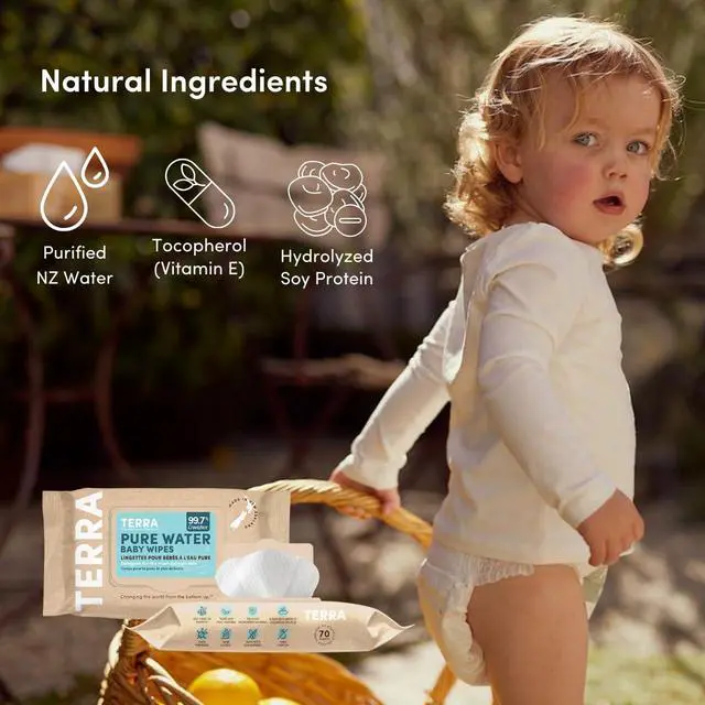 Alt view image 6 of 7 - Bamboo Water Baby Wipes Travel Pack: 99.7% Pure New Zealand Water, 100% Biodegradable Bamboo Fiber, 0% Plastic, Unscented Baby Wipes for Sensitive Skin, 1 TRAVEL Pack of 24 Wipes