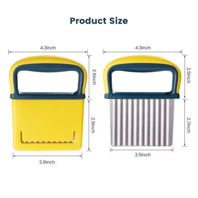 Alt view image 3 of 7 - Crinkle Cutter Knife, Potatoes Crinkle Fry Cut and Vegetable Cutter for Veggies, Stainless Steel Carrot SlicerYellow
