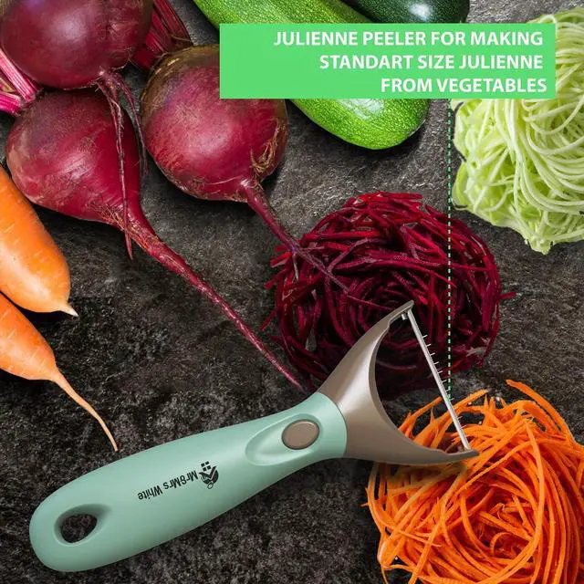 Alt view image 5 of 7 - Premium 3-in-1 Vegetable Peeler Set - Sharp Stainless Steel Blades with Interchangeable Handle, Straight, Julienne & Wide Peelers Space-Saving,Multifunctional Design for Effortless Kitchen Prep