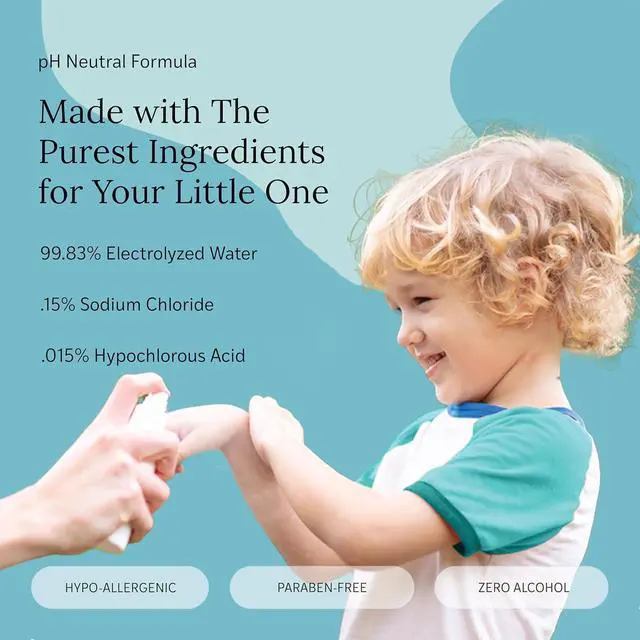 Alt view image 4 of 7 - Infant & Toddler Hand Cleanser | Alcohol-Free HOCl Spray for Delicate Skin | Fragrance-Free Formula | Gentle & Convenient Hand Mist | Portable Travel Size | 2 oz