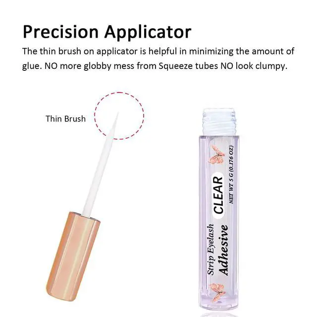 Alt view image 4 of 6 - Super Strong Hold Waterproof Latex-Free Eyelash Adhesive - Clear Lash Glue Suitable for Sensitive Eyes - 5ml/0.18oz (1 Pack)