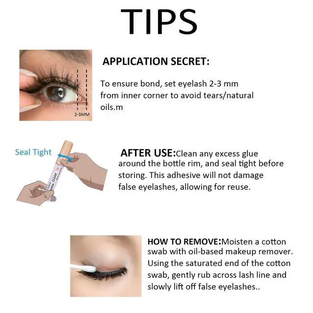 Alt view image 5 of 6 - Super Strong Hold Waterproof Latex-Free Eyelash Adhesive - Clear Lash Glue Suitable for Sensitive Eyes - 5ml/0.18oz (1 Pack)