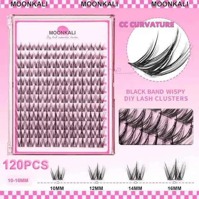Alt view image 2 of 7 - Natural Lash Clusters Wispy Eyelash Clusters Manga Cluster Eyelash Extensions 10-16MM CC Curly Fairy Lashes Cluster Eyelashes Individual Lashes DIY Eyelash Extensions 120PCS Lash Extension