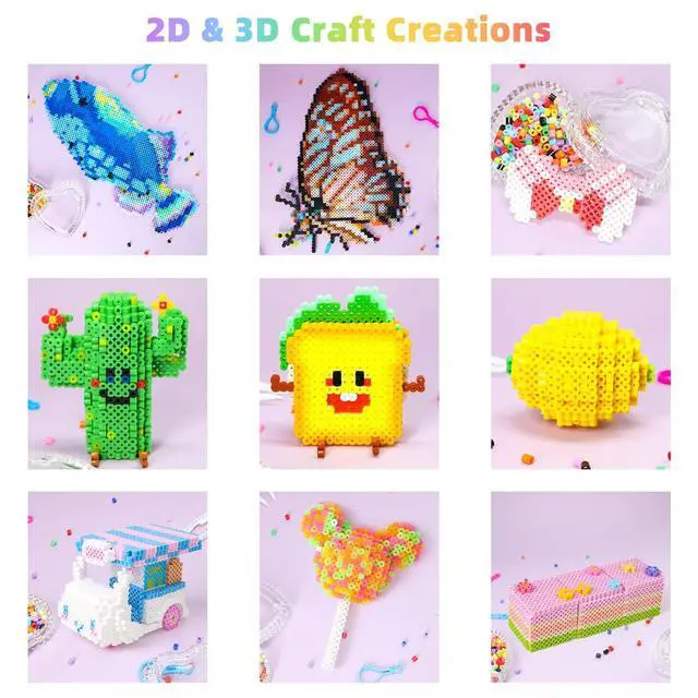 Alt view image 6 of 7 - Fuse Beads Kit - 11,000 pcs 36 Color Beads for Craft for Girls Age 5-12 Year Old,5MM Melty Beads Set Including 5 Pegboards, Ironing Paper & Chain Accessories Iron Beads Christmas Birthday Gift