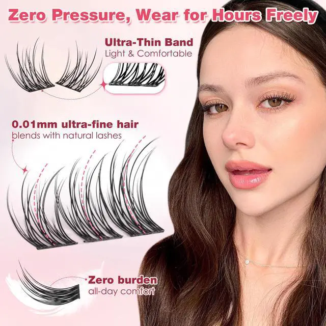 Alt view image 5 of 6 - Natural Lash Clusters Wispy Eyelash Clusters 9-11MM Short Cluster Lashes 96pcs DIY Eyelash Extension C-Curly Lashes Clusters Eyelashes Clusters for Natural Look