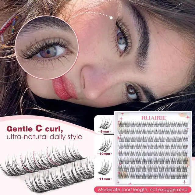 Alt view image 6 of 6 - Natural Lash Clusters Wispy Eyelash Clusters 9-11MM Short Cluster Lashes 96pcs DIY Eyelash Extension C-Curly Lashes Clusters Eyelashes Clusters for Natural Look