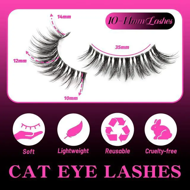 Alt view image 3 of 7 - Veleasha Lashes Wispy False Eyelashes 100% Handmade Eyelashes Natural Look Fake Lashes Lightweight Lashes with Soft Clear Band 5 Pairs Pack (G2)